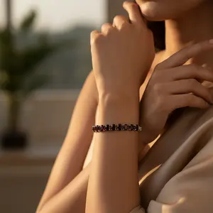 Women's 925 Silver <b>Beaded</b> <b>Bracelet</b> with Garnet Freshwater Pearl Amethyst Sapphire <b>Gold</b> and Rose <b>Gold</b> Plated Gift - Product Image 2