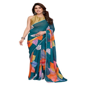 New Heavy Silk KOTA DORIYA Printed <b>Saree</b> Cotton Leaf Digital Print BRASSO Effect Perfectly Matched Formal <b>Blouse</b> for Indian - Product Image 1