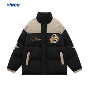 <b>Streetwear</b> Nylon Quilted Down Parkas <b>Y2K</b> Winter Cotton Patchwork Embroidery Padded Warm Loose Puffer Jacket - Product Image 6