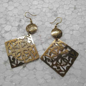 Fancy Partywear Antique Brass Post Earrings Stud Earrings Gold Polished Friendship Day Gift Uses Brass Earrings By FWE - Product Image 1