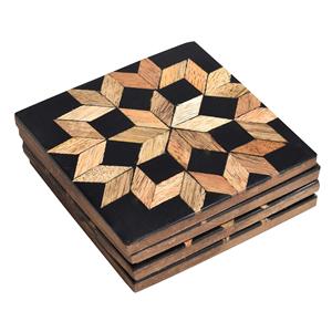 Dark Black Fancy Resin & Wooden <b>Coasters</b> <b>Heat</b> Resistant Modern Design Multi-Color 400mm Diameter for Home & Hotel Tabletop Use - Product Image 1