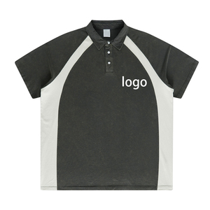 OEM al por mayor de encargo retro de la vieja escuela estilo polo casual americano de bloqueo de los hombres Polo lavado con ácido tie Dye Polo camisa - Product Image 5