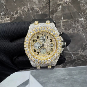 Reloj de Pulsera Cronógrafo de Lujo para Hombre, Movimiento Mecánico Suizo de Acero Inoxidable, Diamantes Moissanite VVS, Correas de Goma Personalizadas - Product Image 1