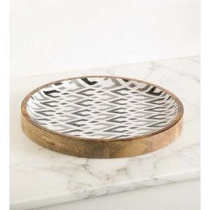 Plateau de service rectangulaire en bois fait main avec incrustations de résine et d'os, pour Noël, cuisine et vaisselle, plateau en os époxy - Product Image 1