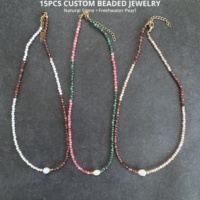 Collier vintage fait main avec de petites perles, tourmaline colorée, perle baroque d'eau douce élégante, réglable, bijoux pour femmes pour les marques DTC
