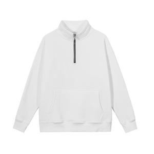 Venta al por mayor de las mujeres Unisex de invierno de peso pesado de alta calidad deporte sudadera en blanco algodón pulóver cuello alto media cremallera sudaderas con capucha - Product Image 6
