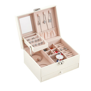 Nouvelle boîte à bijoux de luxe en cuir personnalisée à plusieurs étages, rangement multifonctionnel - Product Image 1