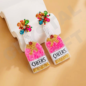 CHEERS Dangle Earrings New Arrival <b>Cross</b>-Border Handmade Beads Gold Trendy Creative for Parties Christian Style - Product Image 1