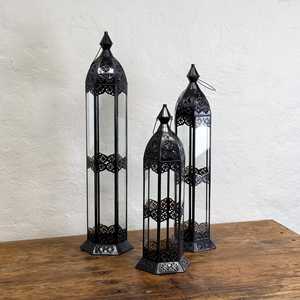 Ramadan Hot Selling Classic Black Moroccan Tall <b>Candle</b> <b>Holder</b> <b>Lanterns</b> in 3 Sizes Handmade for Festive Home Decorations - Product Image 1