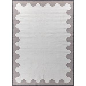 Alfombra Alhambra de Lana Tejida Plana Color Marfil, Diseño Geométrico Kilim, Hecha a Mano, Rectangular, para Sala de Estar, Dormitorio, Modelo ADWL-13200 - Product Image 1