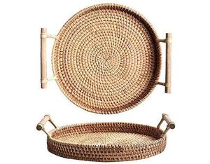 Bandeja de servicio de ratán hecha a mano para decoración del hogar de diseño único moderno o bandeja de caña o bambú a un precio razonable - Product Image 4