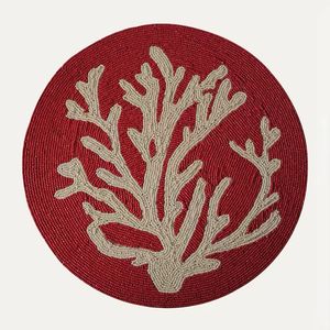 Tapis de table décoratif crème et rectangulaire en perles de verre fait à la main Plaque de chargeur et tampons de haute qualité - Product Image 3