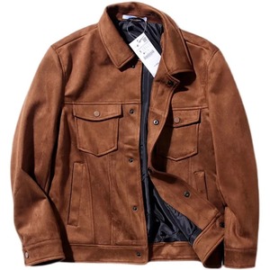 Veste en toile en cuir véritable pour homme, col vintage, multi-poches, style cargo, haute qualité, décontractée pour l'hiver - Product Image 6