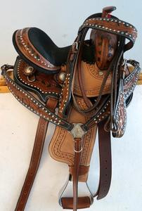 Selle de baril de cheval Western conçue sur mesure 100% cuir de vachette de qualité supérieure confortable et durable taille du siège en cuir souple 10 "-16" - Product Image 3