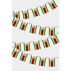 Zimbabwe Rectangular Flag Bunting for Party Decorations - Product Image 1