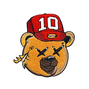 Parches bordados 3D personalizados de chenilla para planchar, diseño de oso <span class=keywords><strong>moral</strong></span> en tela de sarga, parches bordados para planchar para ropa - Product Image 1