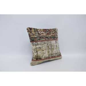 16x16 Beige Laine Kantha Patchwork Oreiller De Luxe Vintage Floral Tissé Coussin pour Literie Plancher Rustique Carré 18x18 Floral - Product Image 3