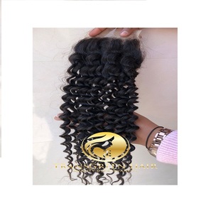 Extensiones de Cabello Humano Virgen Remy 100% con Cutícula Alineada al por Mayor, Ondulado Profundo de 20'' con Cierre de Encaje Transparente 4x4, de Una Sola Capa, Indio - Product Image 1
