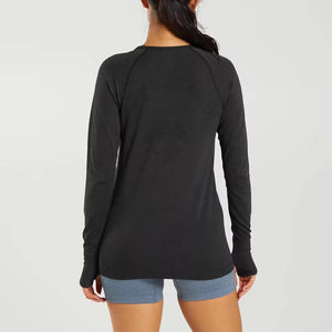 T-shirts à manches longues pour femmes, vêtements de sport personnalisés, de haute qualité, respirants, col sport, séchage rapide, imprimés - Product Image 2