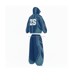 Ensemble coupe-vent en nylon de qualité supérieure 220GSM Panneau contrasté bleu bicolore avec impression par transfert de chaleur avec logo personnalisé grande taille - Product Image 5