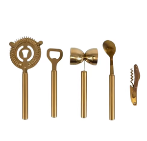 Elegante Juego de Herramientas de barra con mangos negros, detalles dorados y cabezales plateados para fiestas en casa y mixología, venta al por mayor de India - Product Image 5