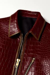 Mens Genuine <b>Leather</b> <b>Jacket</b> Crocodile Pattern Zip Up Biker <b>Jacket</b> Casual Streetwear <b>Winter</b> Motorcycle Outerwear Coat - Product Image 6