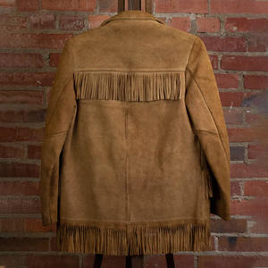 High Quality Western Fringed <b>Suede</b> Leather <b>Jacket</b> Distressed Vintage Casual Style With Button Decoration for Winter - Product Image 2