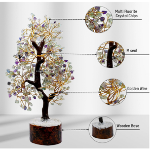 Piedra semipreciosa Natural fluorita árbol de piedras preciosas 300 Chips árbol de cristal Feng Shui estatuilla para decoración del hogar - Product Image 2