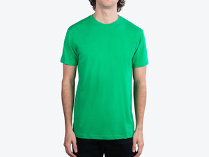 T-shirt imprimé à manches courtes vert pour homme, col rond, 100% coton, coupe classique, couleur unie, jersey tricoté 180g - Product Image 2