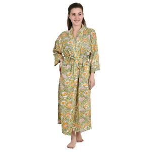 Boho Style Kimono Robe De Bain En Pure Coton Fleuri Cardigan La Mode Printemps/Et Bagru Indigo Print Idal Pour La Maison - Product Image 1