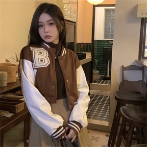 แจ็กเก็ตเลตเตอร์แมนของผู้หญิงเสื้อแจ็กเก็ตฤดูหนาวกันลมขายส่งโลโก้3D ออกแบบได้ตามต้องการ - Product Image 4