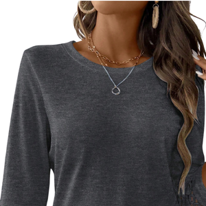Blusa Casual de Manga Larga para Mujer, Cuello Holgado, Detalle de Encaje en las Mangas, 100% Algodón, Tejido de Verano, Elegante, Ropa de Moda para el Día a Día - Product Image 3