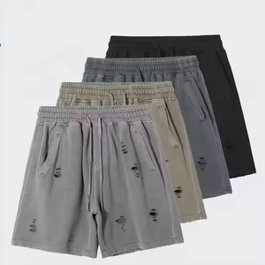 Pantalones cortos descoloridos de Sol de moda americana para hombre de alta calidad con diamantes de imitación personalizados serigrafiados lavado con ácido pantalones cortos calientes - Product Image 3