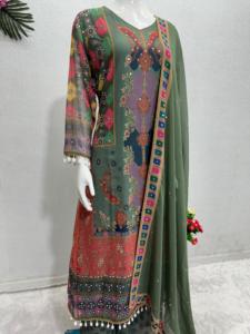 Último diseñador Fancy Salwar Suit Balaji Export Viscos Velvet Cording Sequence Bordado Trabajo Estilo pakistaní Vestido Net Wedding - Product Image 2