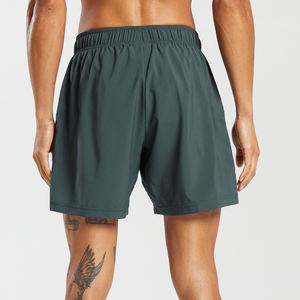 Pantalones cortos de gimnasio 2 en 1 de calle alta para hombre personalizados al por mayor algodón de secado rápido con bolsillos en la cintura elástica estilo motorista de moda - Product Image 2