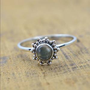New Arrival Dainty 925 <b>Sterling</b> <b>Silver</b> Gemstone <b>Ring</b> 6mm Madagascar Golden Labradorite Bezel <b>Set</b> with Minimalist Solid Design - Product Image 1