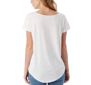 Camisetas blancas informales para mujer, ropa con cuello de pico profundo, Diseño Internacional, 100% algodón, venta al por mayor - Product Image 3