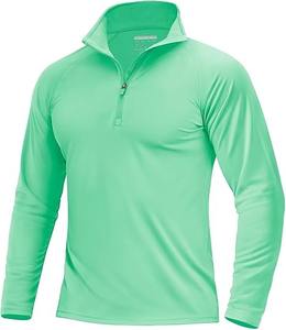 Lightweight Quarter <b>Zip</b> <b>Top</b> <b>Men's</b> Moisture Wicking 100% Cotton Jersey Fabric Hooded Collar Loose Fit Long Sleeve Workouts - Product Image 5