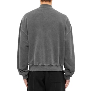 Custom Winter Embroidered Mens Half Zip <b>Mock</b> <b>Neck</b> Fleece Pullover Hoodie with Polyester/Cotton Blend-High Street Vintage Style - Product Image 2
