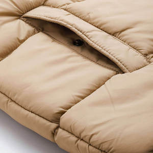 Blouson matelassé à capuche beige pour homme, rembourrage chaud, léger, isolé, imperméable, coupe-vent, vêtements d'extérieur d'hiver, doublure douce, fermeture éclair - Product Image 2