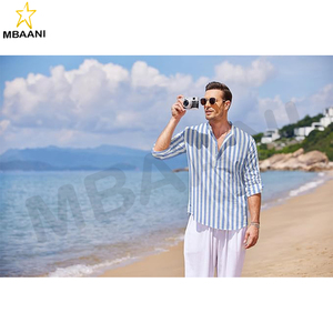 Camiseta Henley de Lino y Algodón para Hombre, Manga Larga, Estilo Hippie, Informal, para Playa - Product Image 4