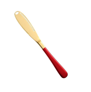 Couteau à beurre en laiton Manche PVD rouge Table à dîner royale Article décoratif Couteau à fromage en laiton de conception de Noël - Product Image 1