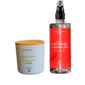 Set Aromatique-Vaporisateur Linge & Chambre 500ml-Cerise et Noisette + Bougie Parfumée Pot Blanc 200g-Parfum Figue et Roses - Product Image 1