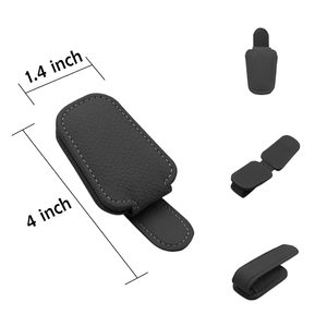 Schwarz Geeignet für dünne Bein gläser Magnetischer Brillen bügel clip für Auto Sonnenblende Leder Sonnenbrille halter für Auto - Product Image 3
