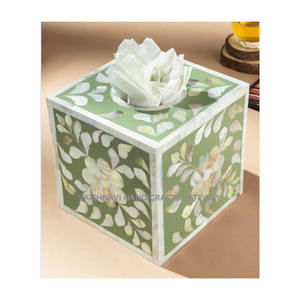 Caja de Servilletas Hecha a Mano con Incrustaciones de Nácar, Pequeña, de MDF, Artesanía VAISHNAVI, Decoración para el Hogar, Regalos de Bienvenida - Product Image 1