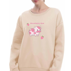 Drop Shoulder Cow Printed Sweatshirts pour femmes Hiver Personnalisé Loose Fit Baggy Stylish Sweatshirts - Product Image 2