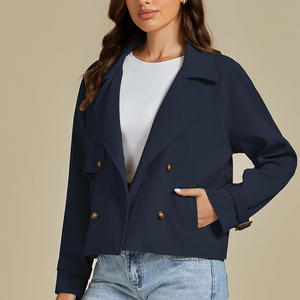 Trendy High-Fashion Cropped Trench Coat Statement Look - Product Image 3