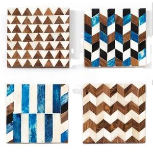 Sous-verres en os incrusté de haute qualité, forme carrée et multicolores, décoration pour la maison, le bureau et la table chez Address Crafts India - Product Image 1