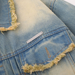 New Street Wear Style Men's Denim Jacket Custom Made Comfortable Cotton Denim Jacket Front Logo Vintage Waterproof Eco-Friendly - Product Image 5