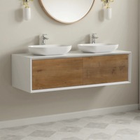 Meuble-lavabo flottant double vasque de 55 pouces en stock dans l'entrepôt américain, prêt à être expédié, échantillon commercial, usage domestique